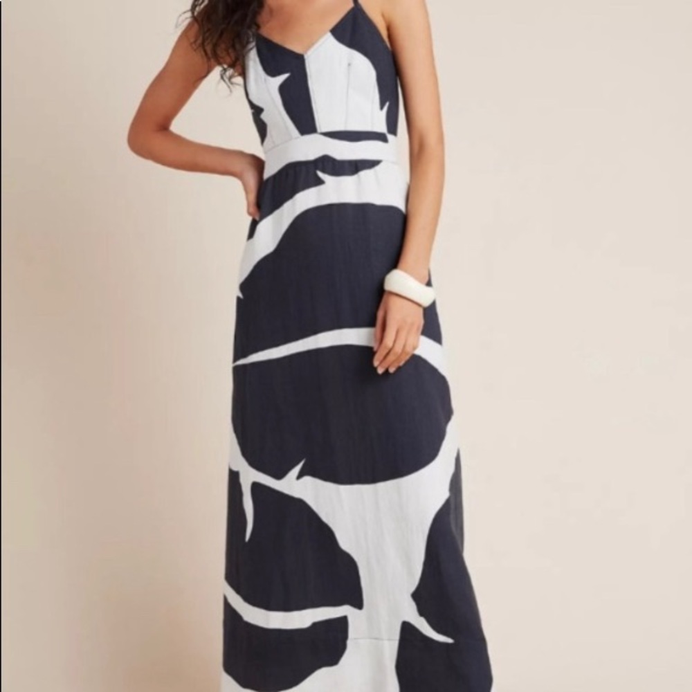 Like New The Odells Feuilles Linen Maxi Dress